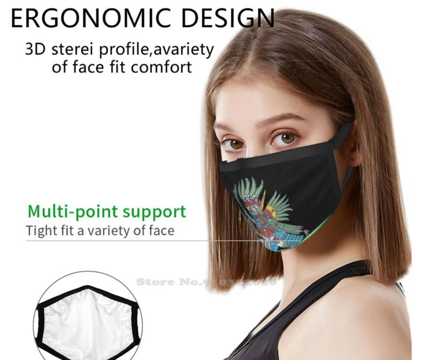 Huitzilopochtli-Aztec God Of Sun And War-Aztec Deity Unisex Childs Face Mask Huitzilopochtli Aztec Mexican God