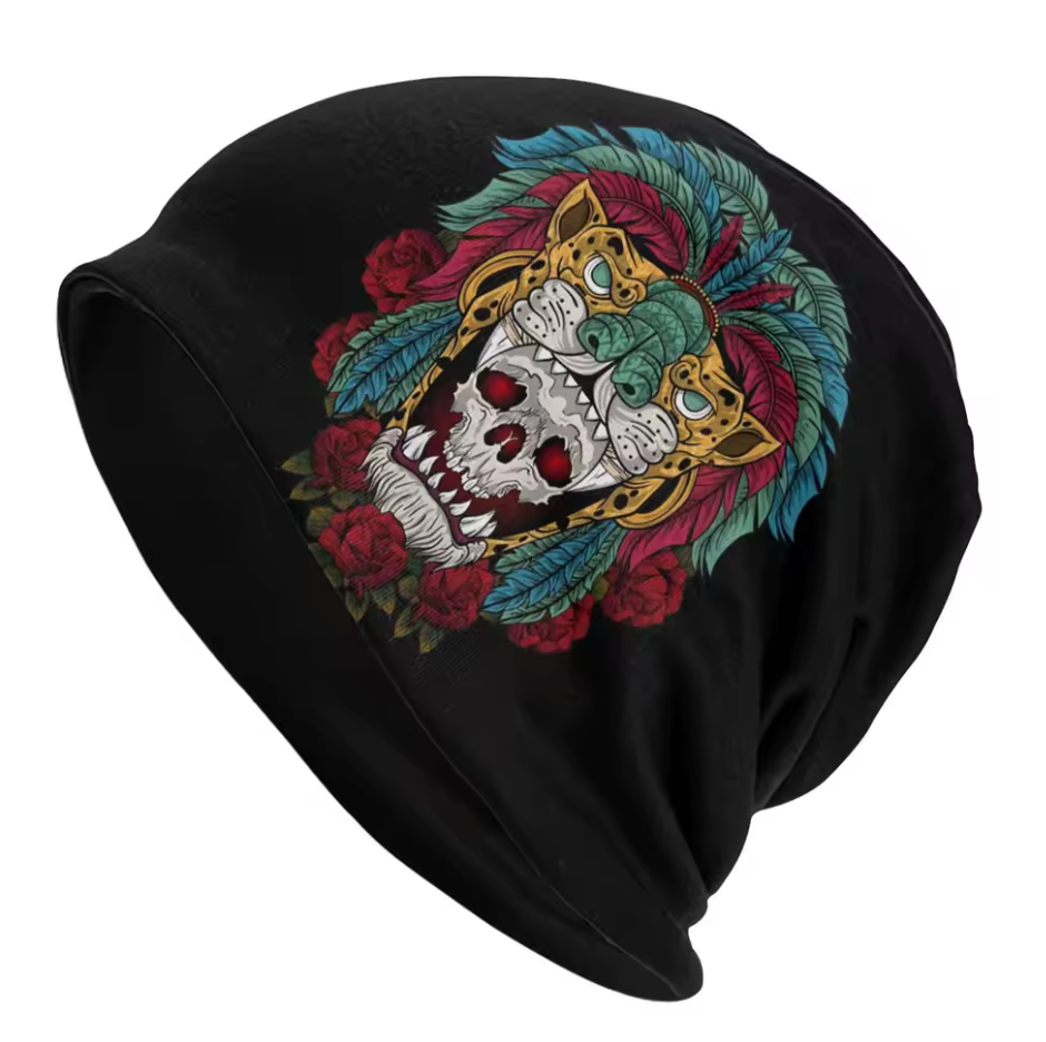 Beanie, Mayan Jaguar Dead Warrior, Mexican, PreHispanic, hat, cap, One Adult Size