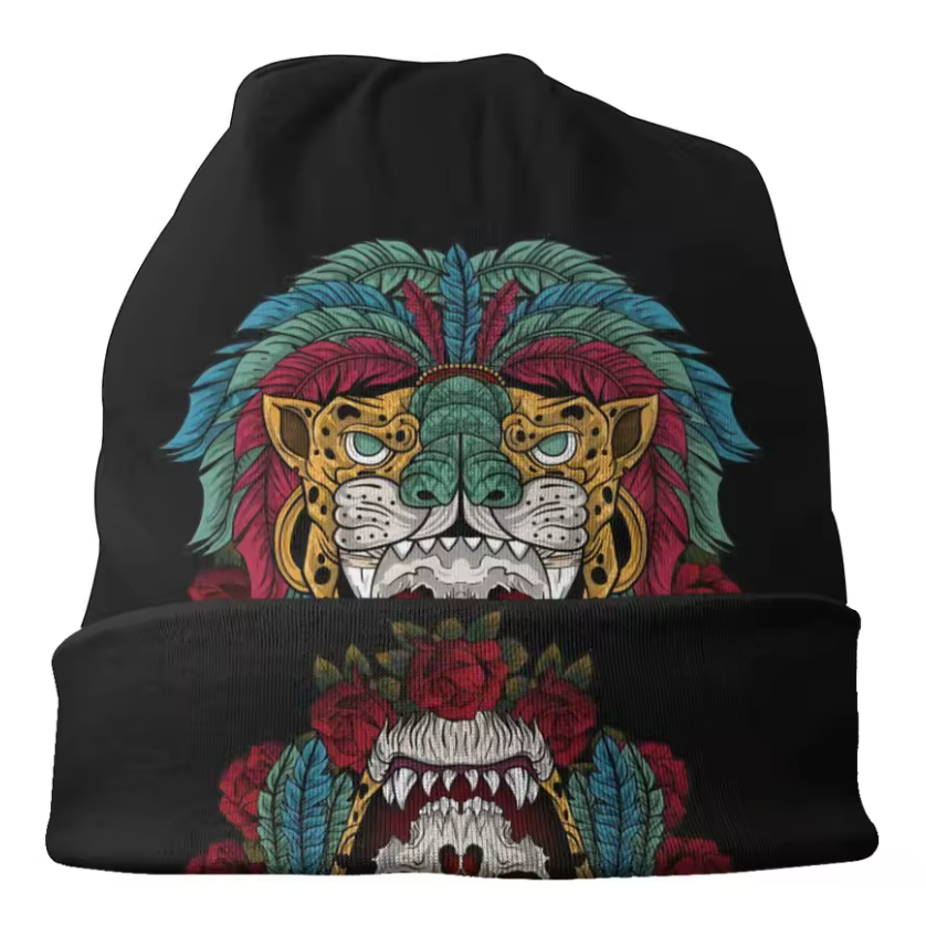 Beanie, Mayan Jaguar Dead Warrior, Mexican, PreHispanic, hat, cap, One Adult Size