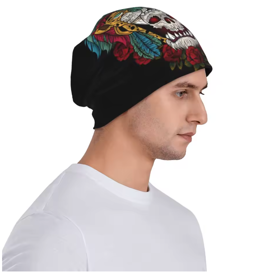 Beanie, Mayan Jaguar Dead Warrior, Mexican, PreHispanic, hat, cap, One Adult Size