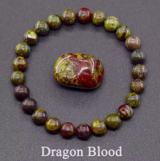 Dragon Blood Stone Beaded Bracelet Women Handmade Natural Stone Mexican Aztec (#1)