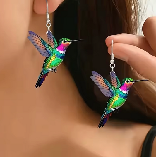 Aztec Huitzilopochtli Colorful Hummingbird Earrings Cute Animal Jewelry Gift #1