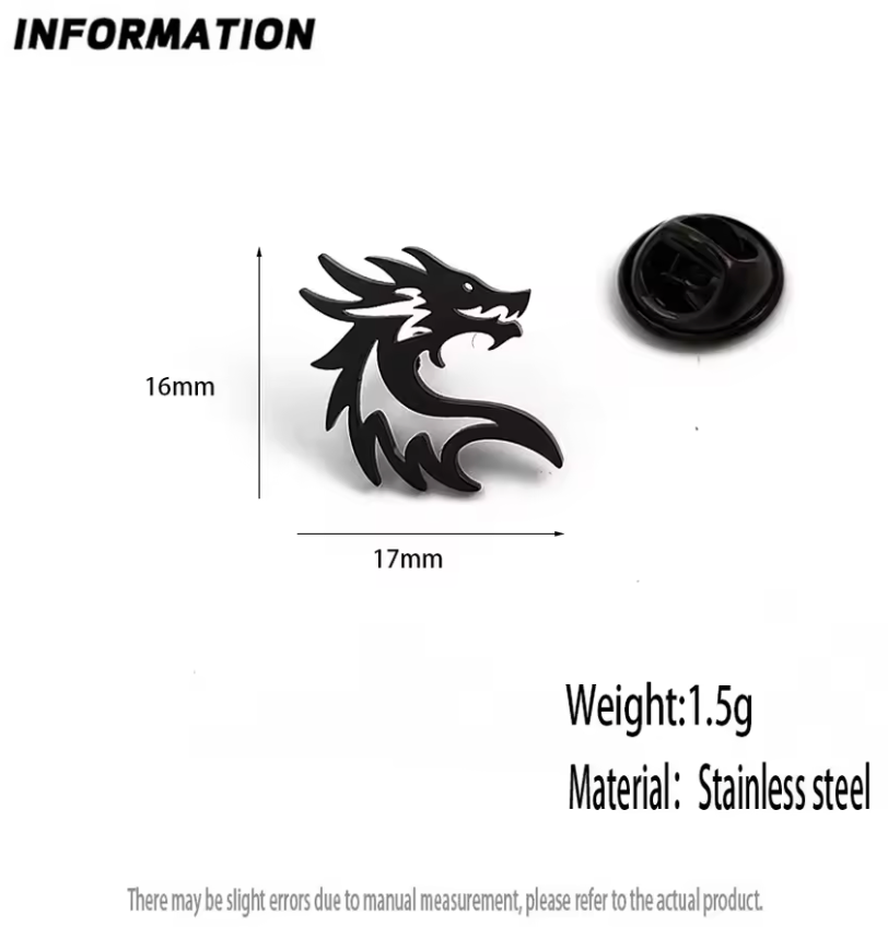 Quetzalcoal Kukulkan Mexican Dragon pin, 316L stainless steel gold-plated (#1)