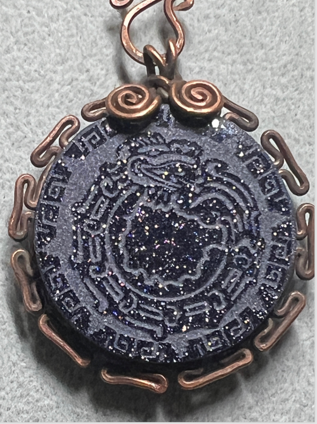 Blue Sparkles Aventurine Stone Kukulkan Quetzalcoatl Mexican Dragon Aztec (#16)