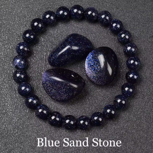 Blue Sand Stone Beaded Bracelet Women Handmade Natural Stone Mexican Aztec #8