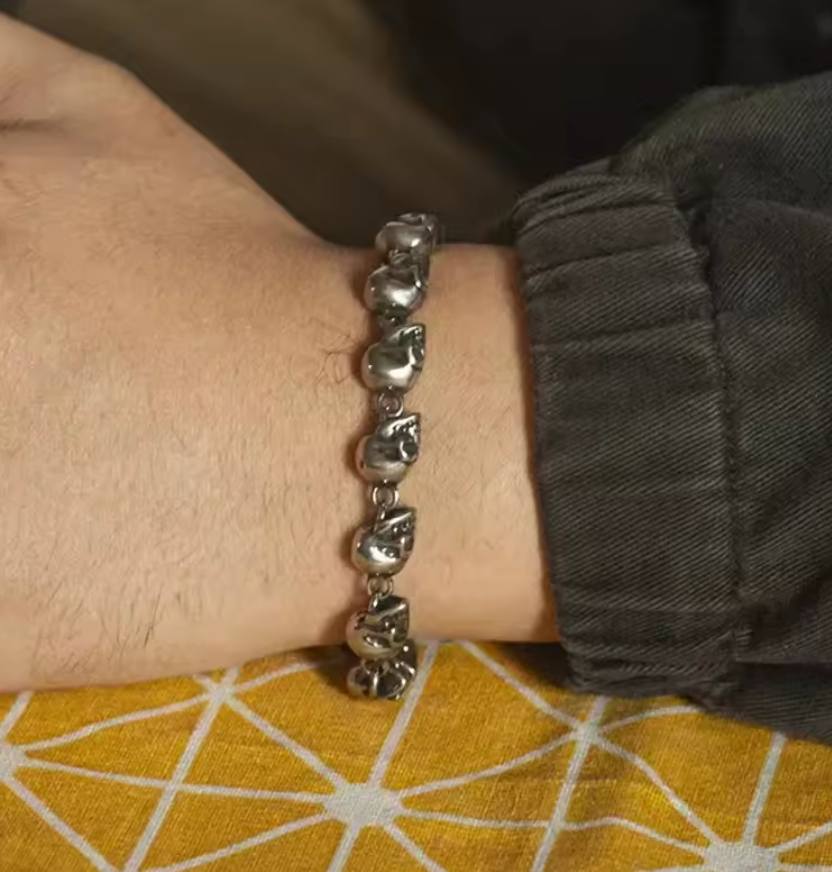 Aztec Skull Bracelet, Mictlantecuhtli, Tompanzli, Death, Gothic 8.5" (#8)