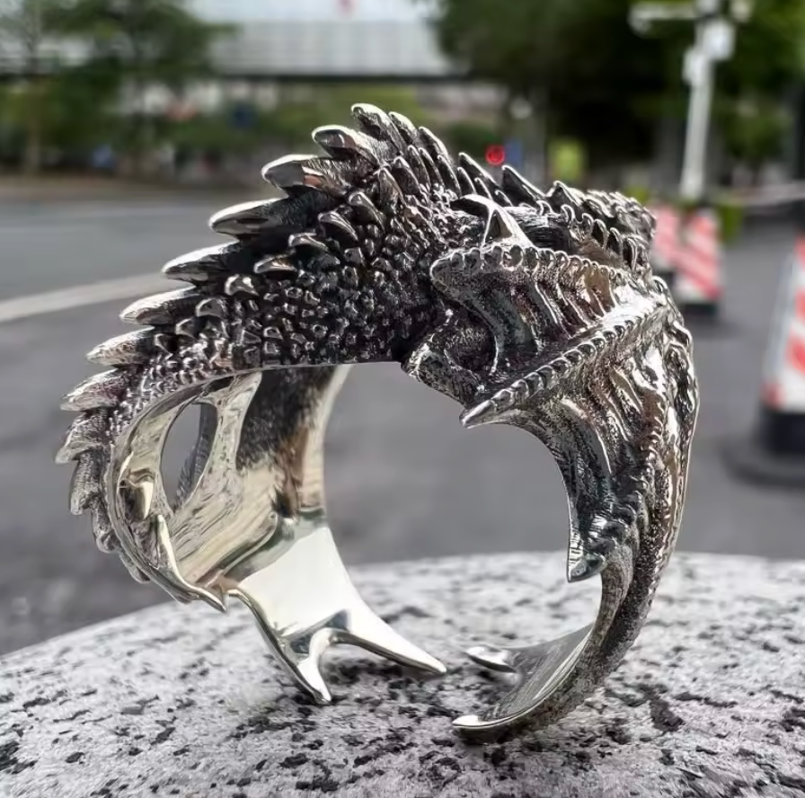 Mexican Dragon, Aztec Quetzalcaotl, Mayan Kukulkan Ring, size 7, gothic (str#14)