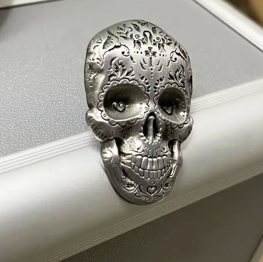 Aztec Mexican Dia De Muertos Day of Dead Sugar Skull Lapel Vest Backpack Pin (#4)