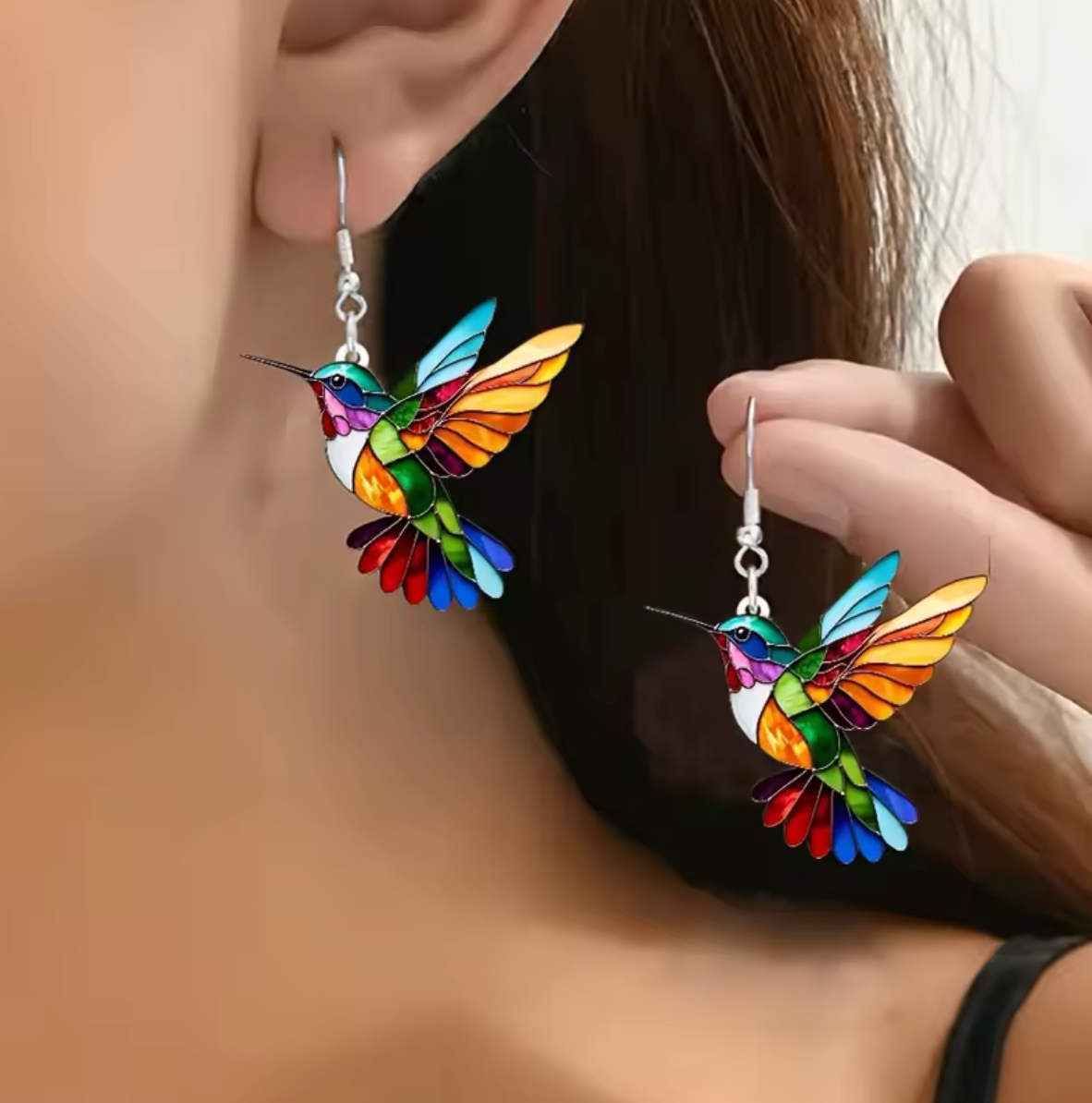 Aztec Huitzilopochtli Colorful Hummingbird Earrings Cute Animal Jewelry Gift #4