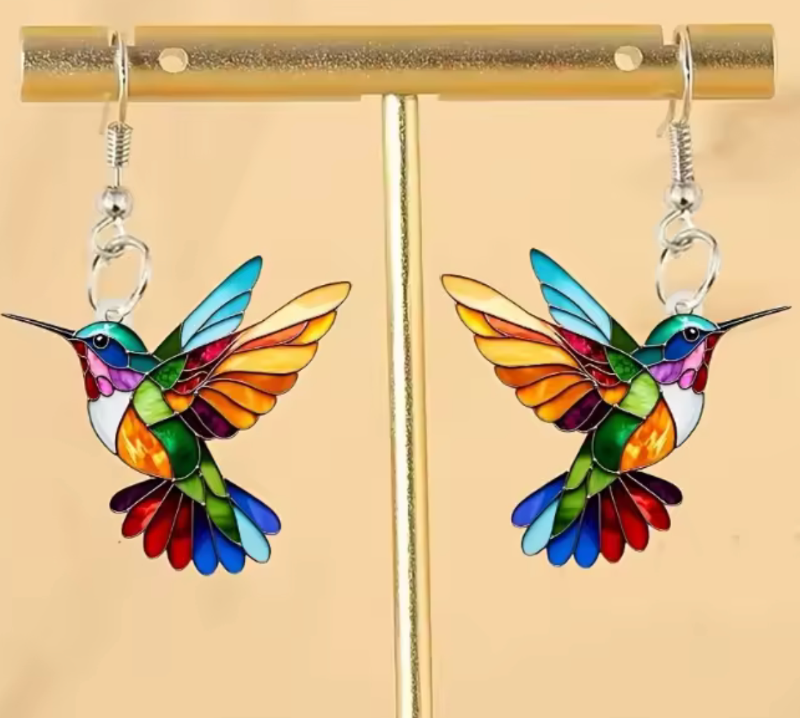Aztec Huitzilopochtli Colorful Hummingbird Earrings Cute Animal Jewelry Gift #4
