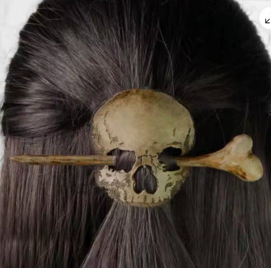 Hair Barrette For Women Skull Bones Witch Hair Sticks Gothic Hairpin Pagan (#D)