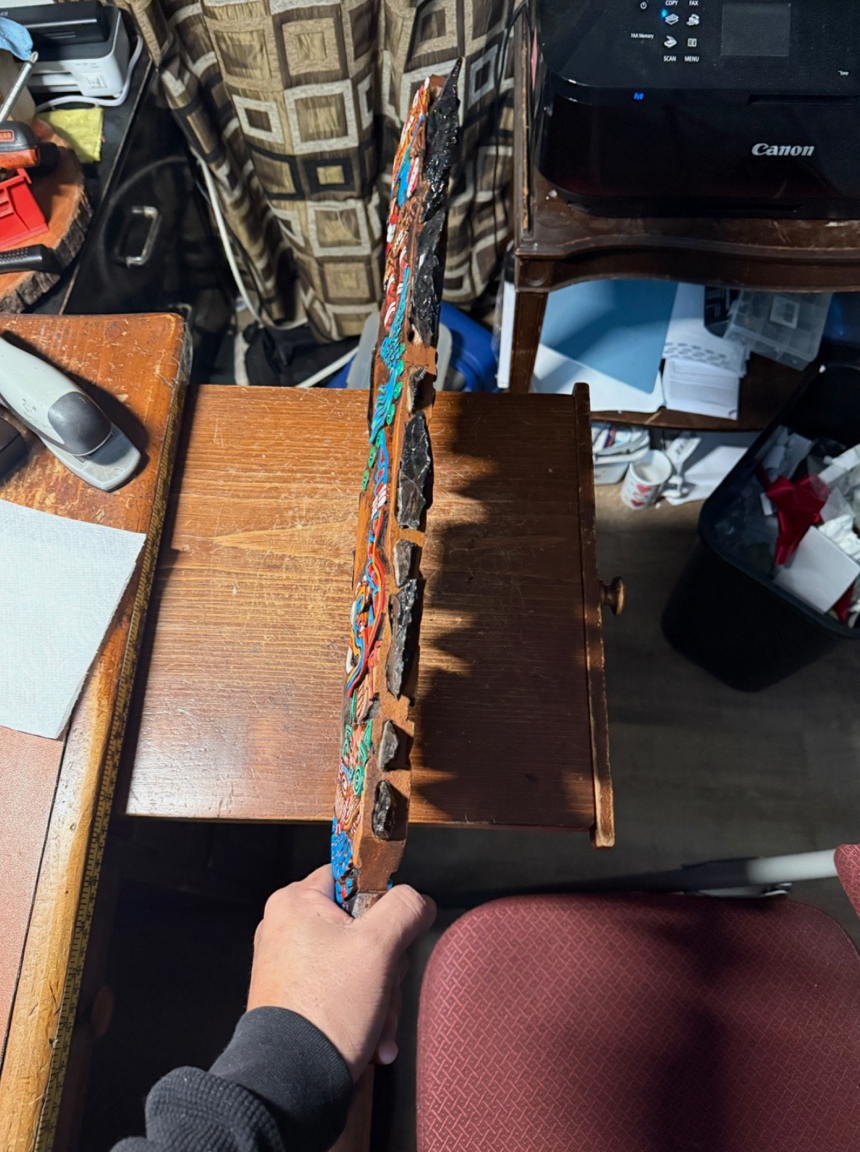 Large Aztec Macuahuitl Mictlantecuhtli, Coatlicue, Kukulkan, Coyolxuahqui Club 31.5"