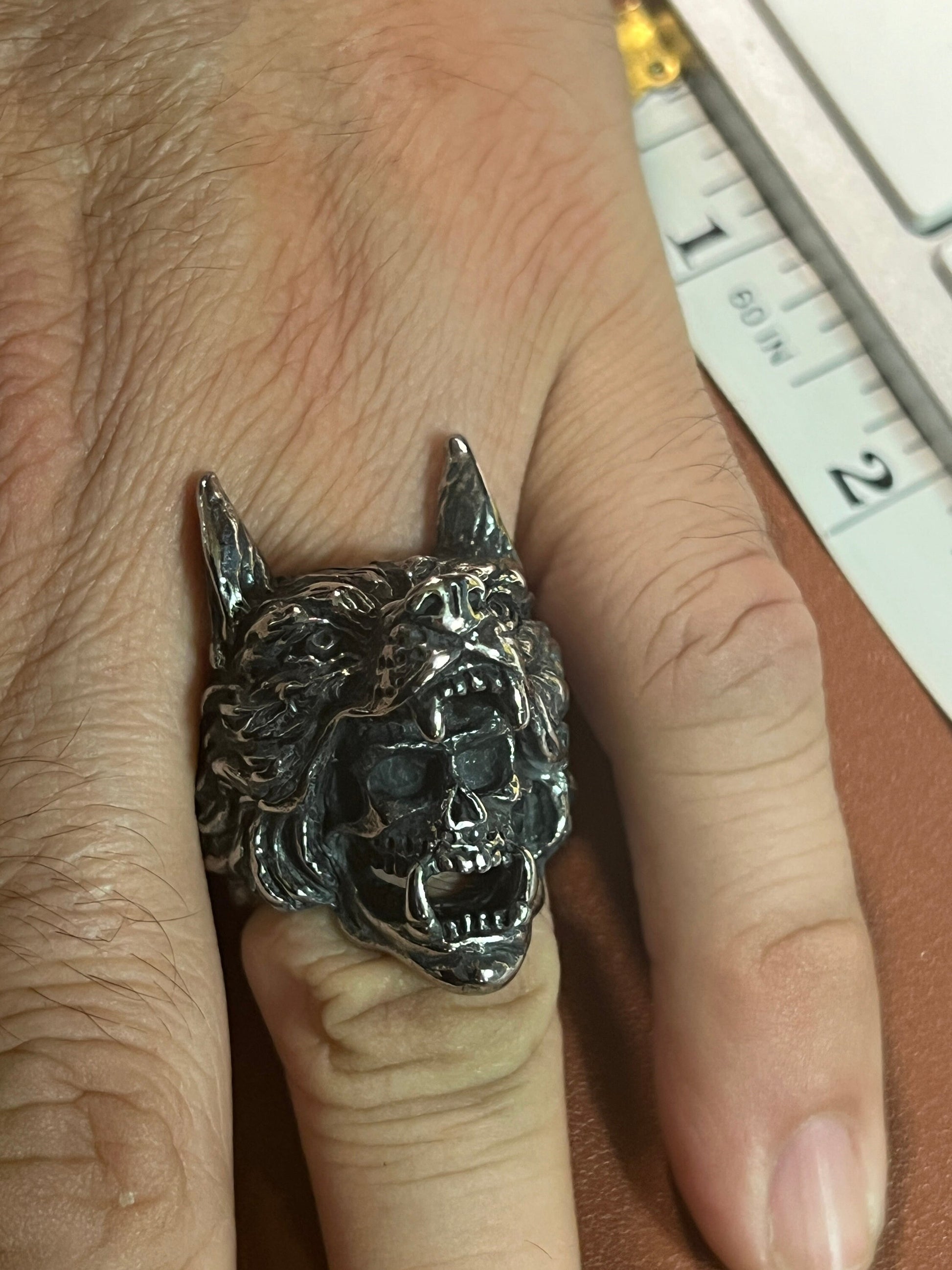 Wolf Skull Warrior Ring, Alloy, Heavy Metal, Rocker, Indigenous, Native American style