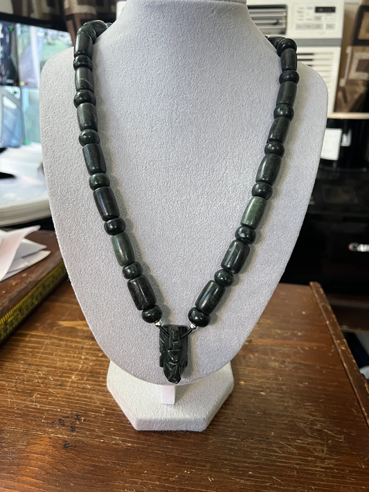 Jade Mayan Face Pendant with Jade Beads, with leather rope line and slip knots, Mexico, Cancun, Yucatan, Tribal, Indigenous, Authentic #6