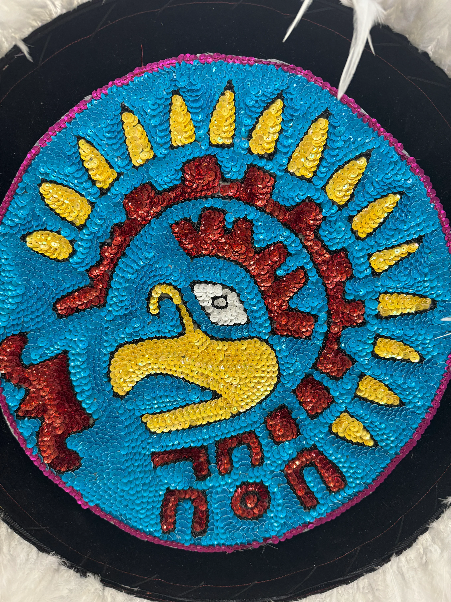 Chimalli Cuauhtemoc Eagle Azteca Danza Shield, Embroidered, Sequins, Aguila, Handmade, Mexican,  Pow Wow, Netotoliztli 20", Native American