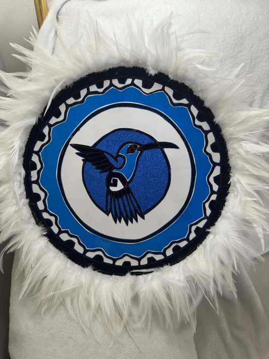 Chimalli Hummingbird Danzante Azteca Dance Shield Huitzilipochtli Feathers, 20", Aztec Pow wow, Netotiliztli, Mexica, Tribe, Indigenous Made