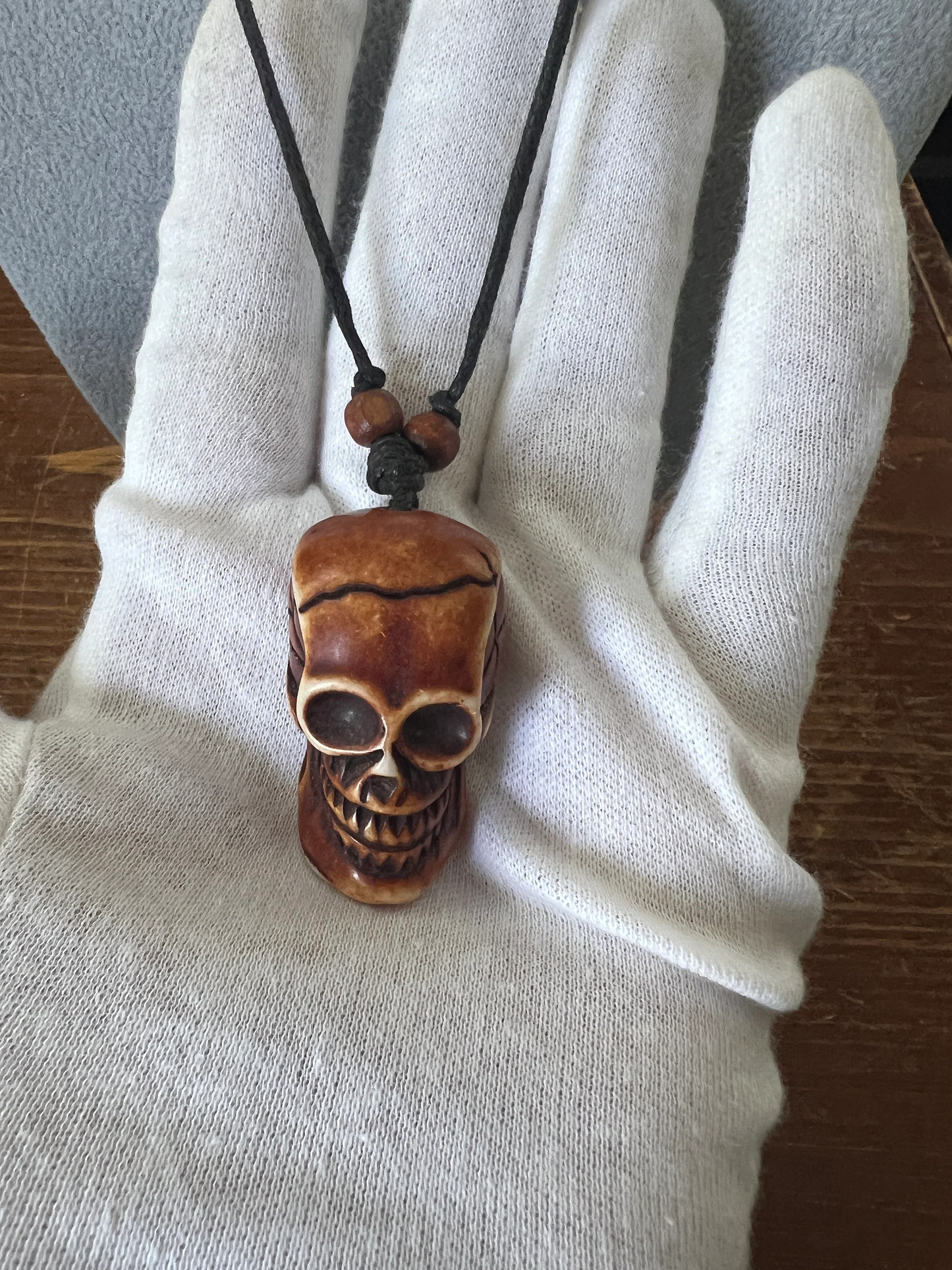 Skull Necklace, Mictlantecuitli Aztec Pendant, Resin Skulls, Mexican, Mexico, Underworld, Azteca, Mexica Tribe, biker, rocker, gothic (#14)