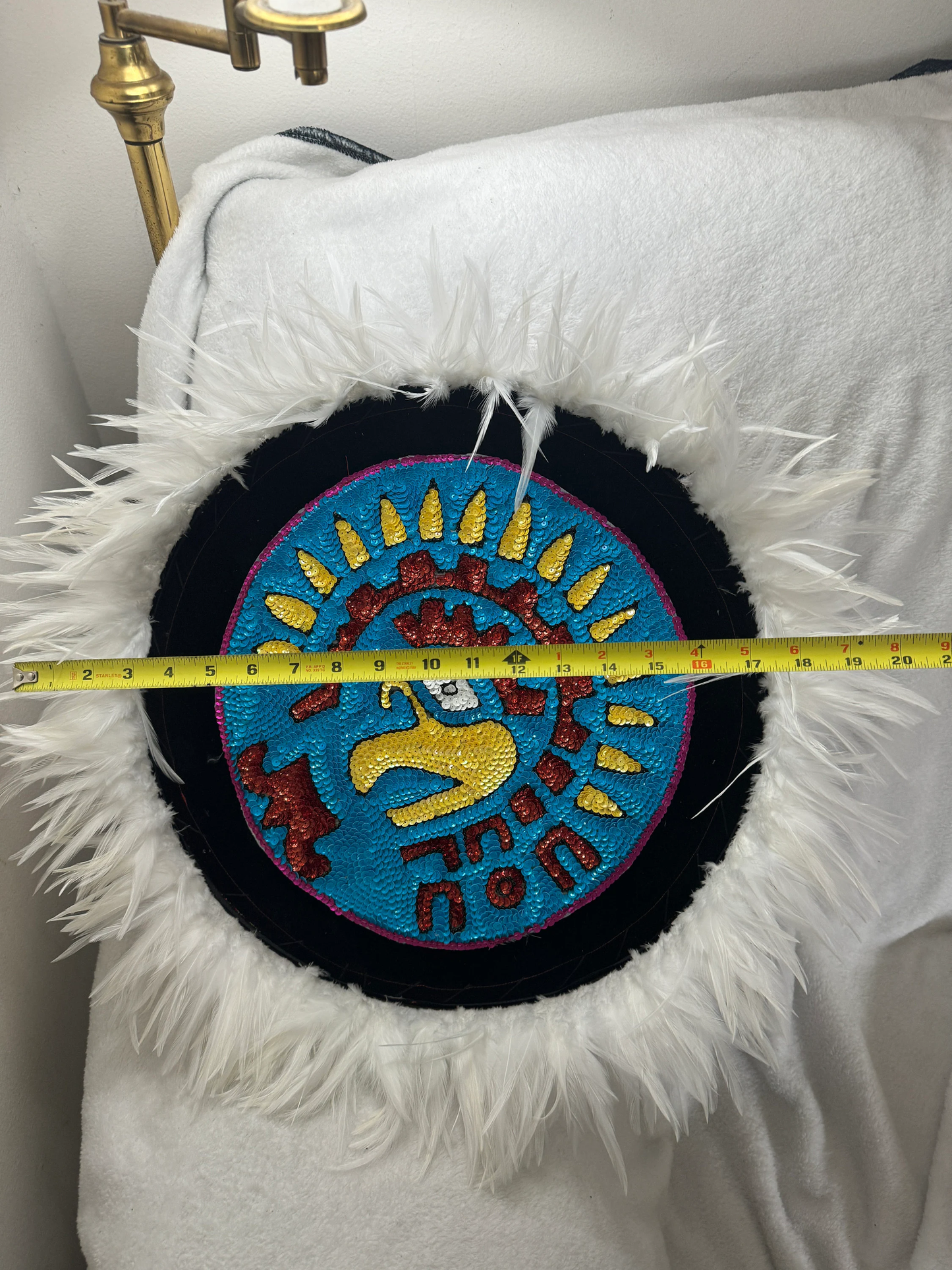 Chimalli Cuauhtemoc Eagle Azteca Danza Shield, Embroidered, Sequins, Aguila, Handmade, Mexican,  Pow Wow, Netotoliztli 20", Native American