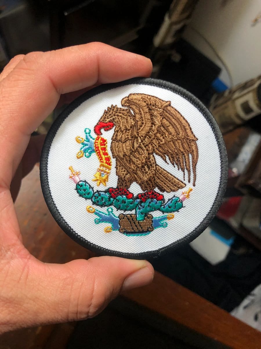 Mexica Patch Eagle Atl Tlachinolli Tenochtitlan Round 3.5" Patches, Aztec, Azteca, Mexico, Eagle atl-tlachinolli, iron-on, rare