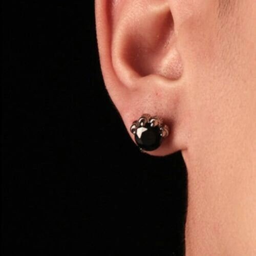 Aztec Mexican Eagle Dragon Quetzalcoatl Claw Sterling Silver Plated, Black Obsidian Stone Earring Set, Earrings, Studs, 925 (#5)