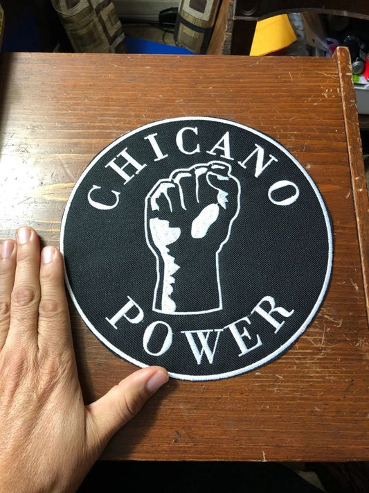 Chicano Power patch, Power Fist patches, 9" Raza, Brown Barretts, iron on patches, Mexican, hispanic latino