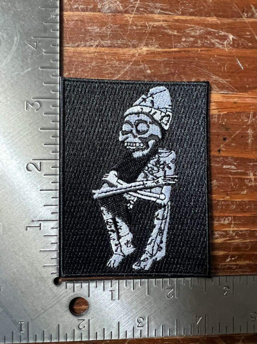 B&W Mictlantecutli Patches, Skull, Death, Aztec patch, tall, Mexica, Ancient Mexican Pagan Gods