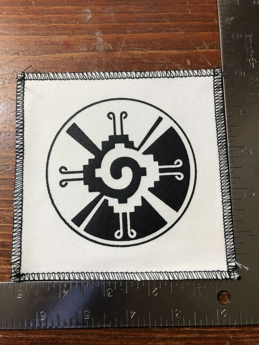 White Hunab Ku Ometeotl Patch - One God - God of Duality - Male Female God - Aztec Symbol (Water Spider) Patches, 5" sew-on sew on