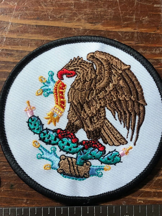 Mexica Patch Eagle Atl Tlachinolli Tenochtitlan Round 3.5" Patches, Aztec, Azteca, Mexico, Eagle atl-tlachinolli, iron-on, rare