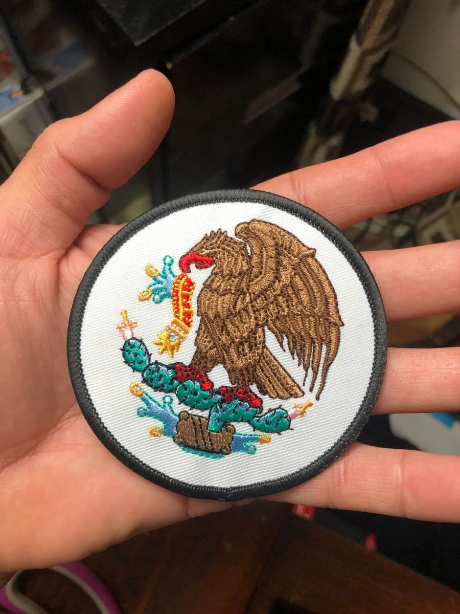 Mexica Patch Eagle Atl Tlachinolli Tenochtitlan Round 3.5" Patches, Aztec, Azteca, Mexico, Eagle atl-tlachinolli, iron-on, rare