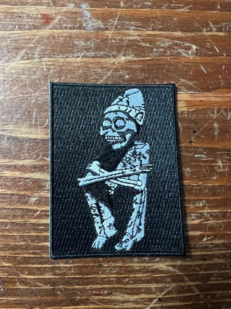 B&W Mictlantecutli Patches, Skull, Death, Aztec patch, tall, Mexica, Ancient Mexican Pagan Gods