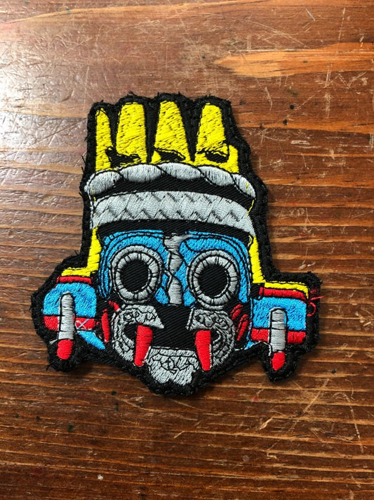 Tlaloc Patch, Aztec god of rain, Mexica rain god, 4" x 4", Aztec iron-on patches (L4)