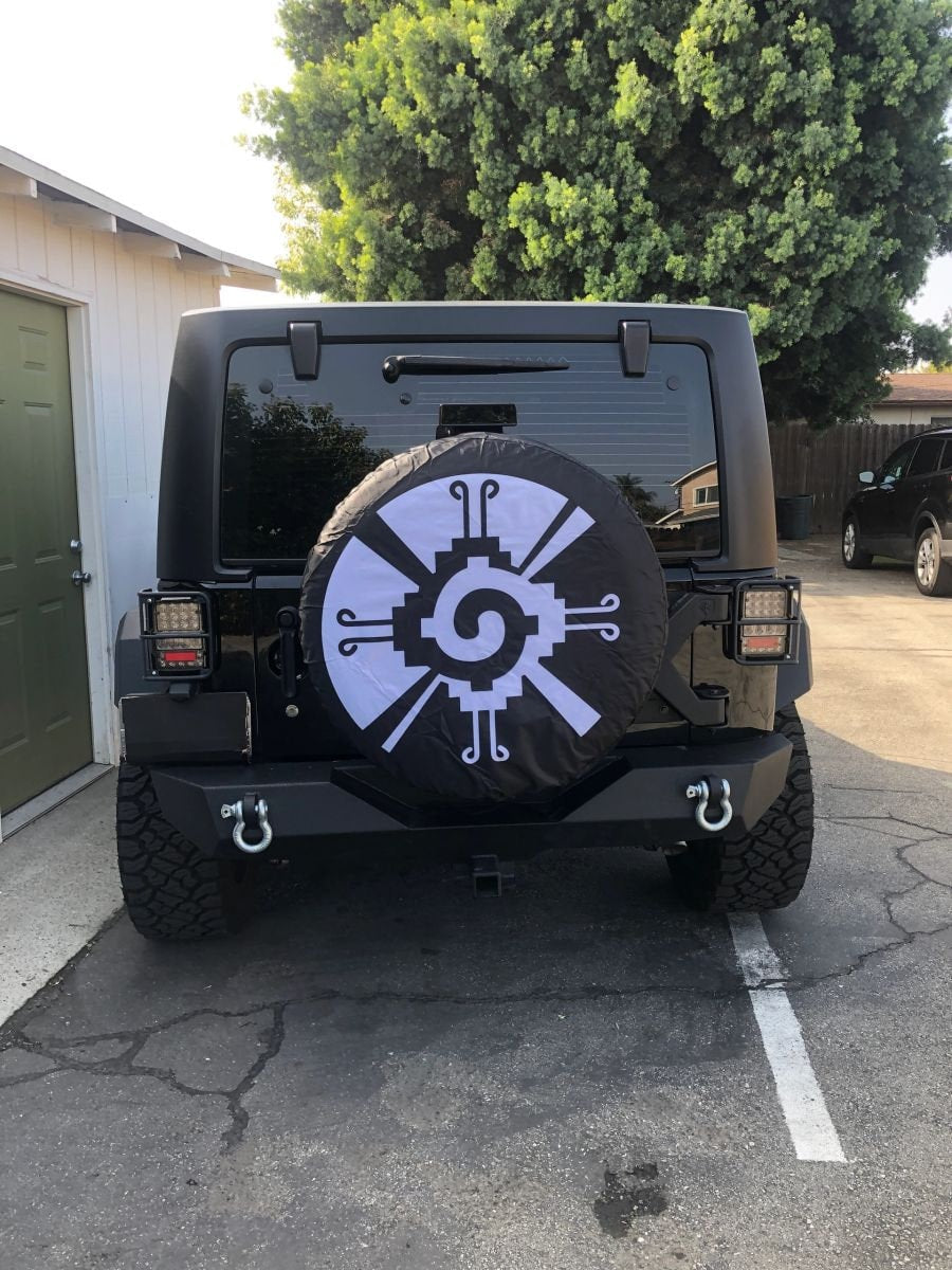 Ometeotl Hunab Ku Aztec Mayan Spare Tire Cover Wheel Tire Cover for Jeep Spare or Trailer RV SUV Truck for Diameter 31"- 33" x 12.5"