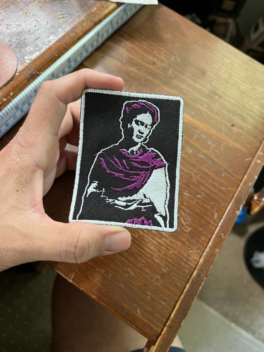 Frida Patches, BlackWhite Purple, Iron-On Patch, revolutionary, activist, brown pride (d1)