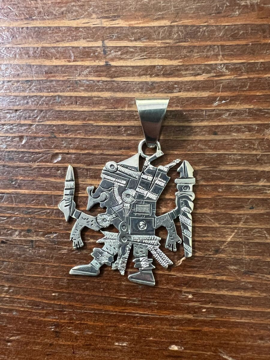 Xipe Toltec Aztec God, Azteca, Mexica, Death, Rebirth, Pendant, Sterling, God of spring, regeneration, fertility (2B)