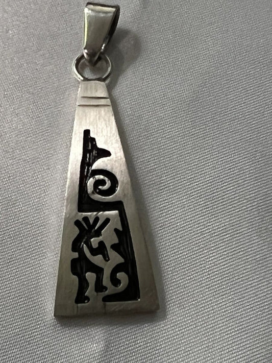 Vintage Kokopelli Flute Player Native American sterling silver pendant, Southwestern Native American