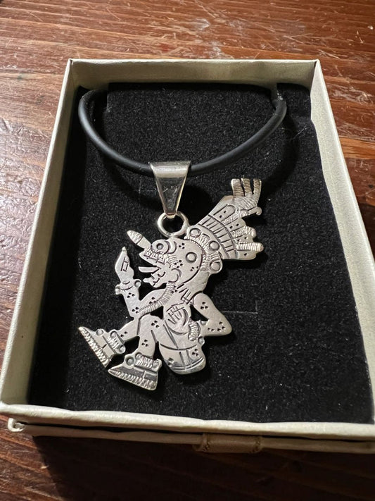 Mictlantecuhtli Aztec Lord of Underworld Sterling Silver Pendant, Mexico, Mexica, the Aztec lord of the dead (2A)