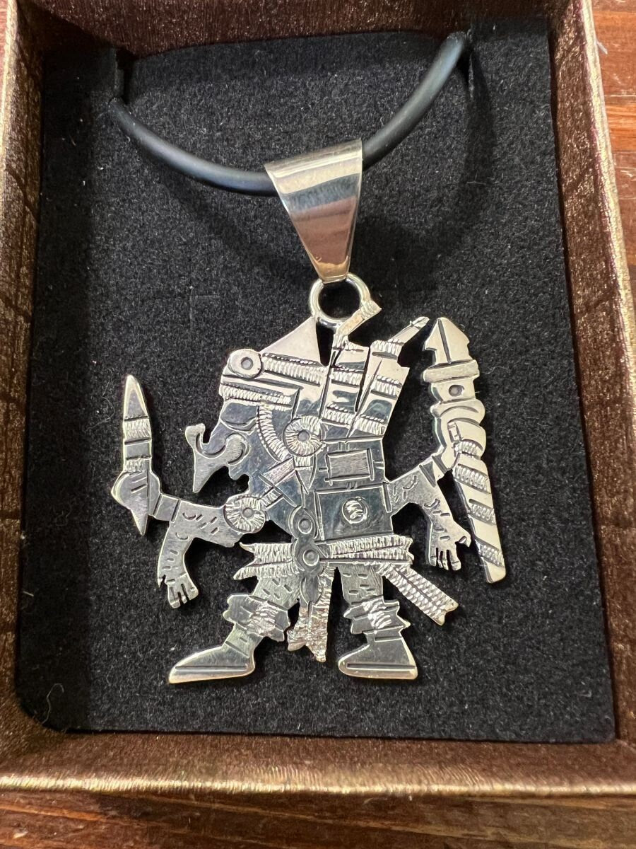 Xipe Toltec Aztec God, Azteca, Mexica, Death, Rebirth, Pendant, Sterling, God of spring, regeneration, fertility (2B)