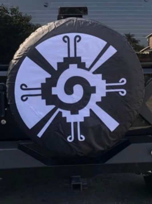 Ometeotl Hunab Ku Aztec Mayan Spare Tire Cover Wheel Tire Cover for Jeep Spare or Trailer RV SUV Truck for Diameter 31"- 33" x 12.5"