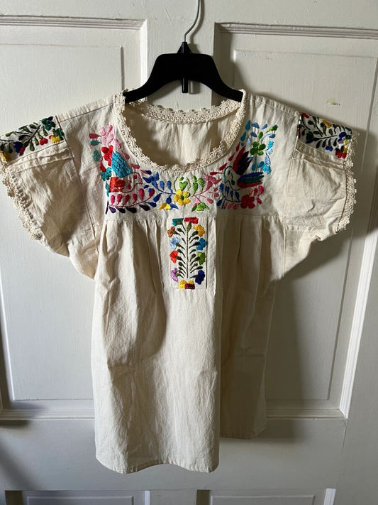 Mexican Women's Top Blouse, Hand made, Mexico, Embroidered, Size Small