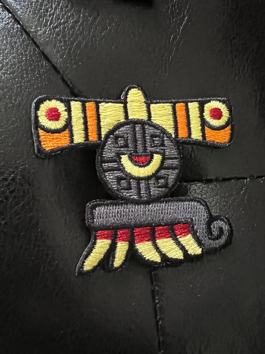 Quiahuitl Rain #19 of Aztec 20 Day Calendar Patch, 2.5" Iron-On Patches, Mexica, Birthday Signs