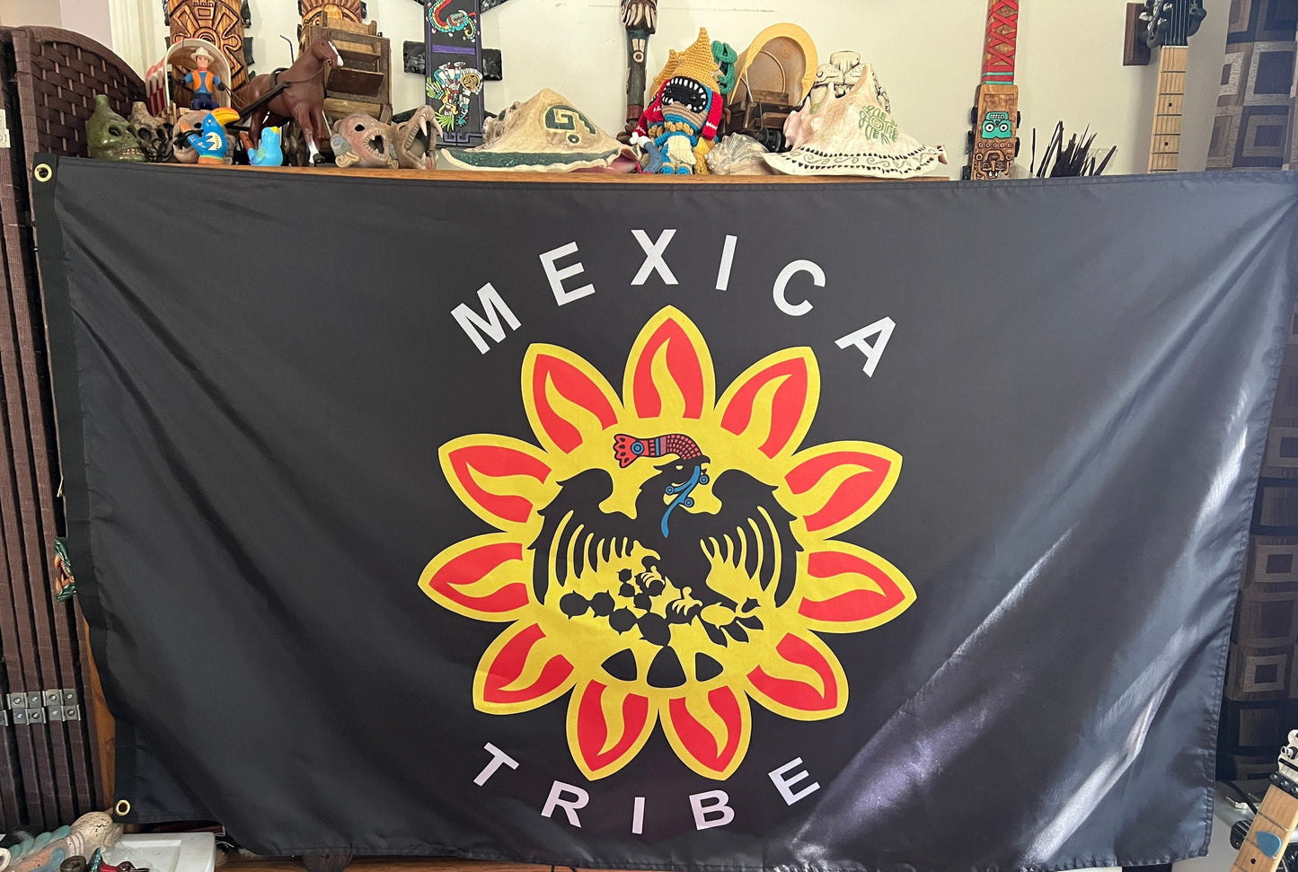 Cuitlahuac Mexica Tribe Flag, Aztec Battle Banner, Pantli, Bandera, The Defeat of Hernan Cortez