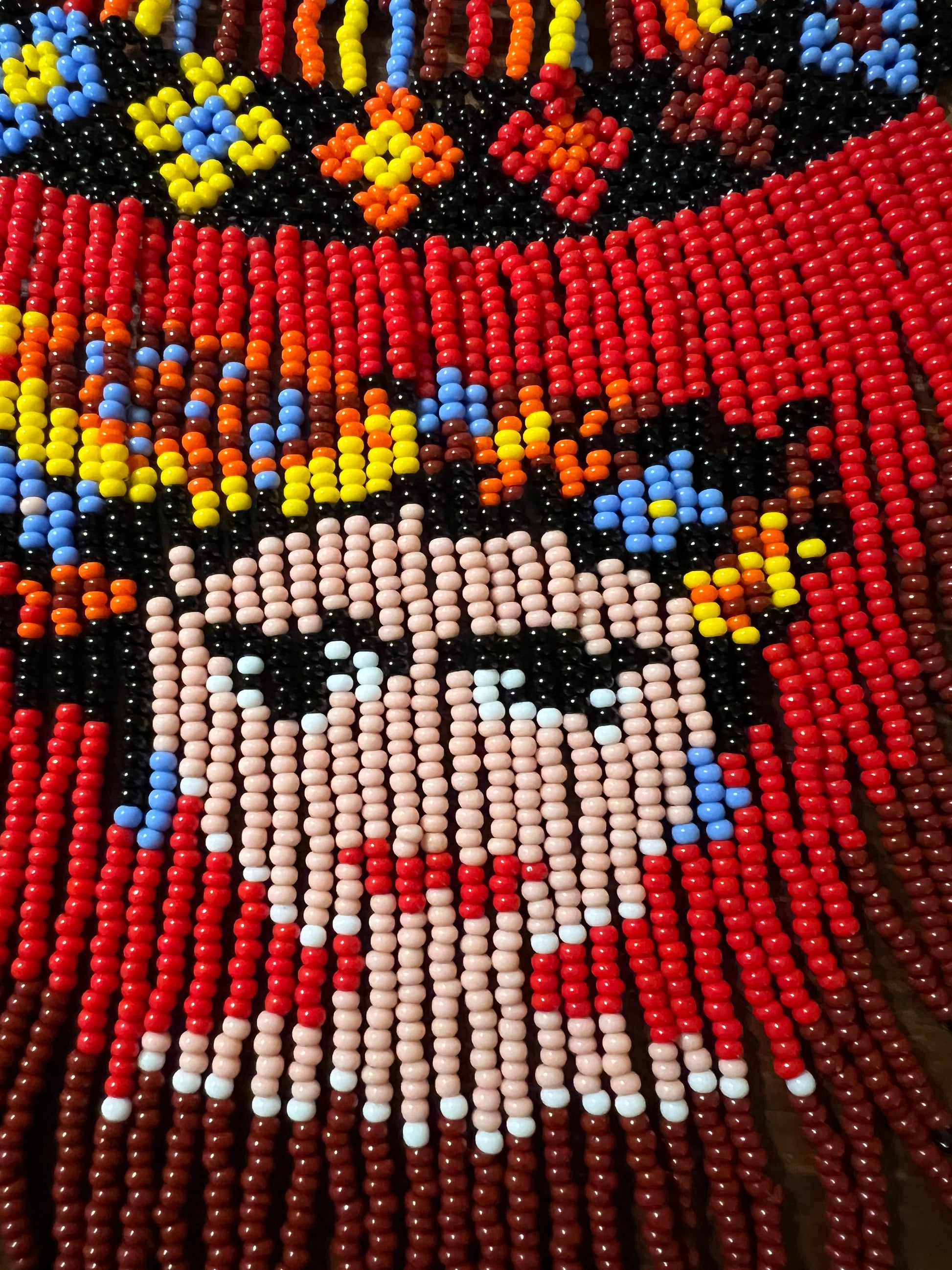 Beautiful Detailed Beaded Necklace and Earrings of Mexican Woman, Girl, Frida, Mexicana, Chicana, from Mexico