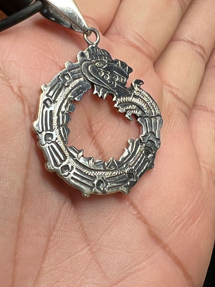 Large Quetzalcoatl sign of Venus, Sun, knowledge, Sterling Silver Pendant 925, 10.85 grams, Kukulkan Serpent pendants, Aztec, Mayan #2