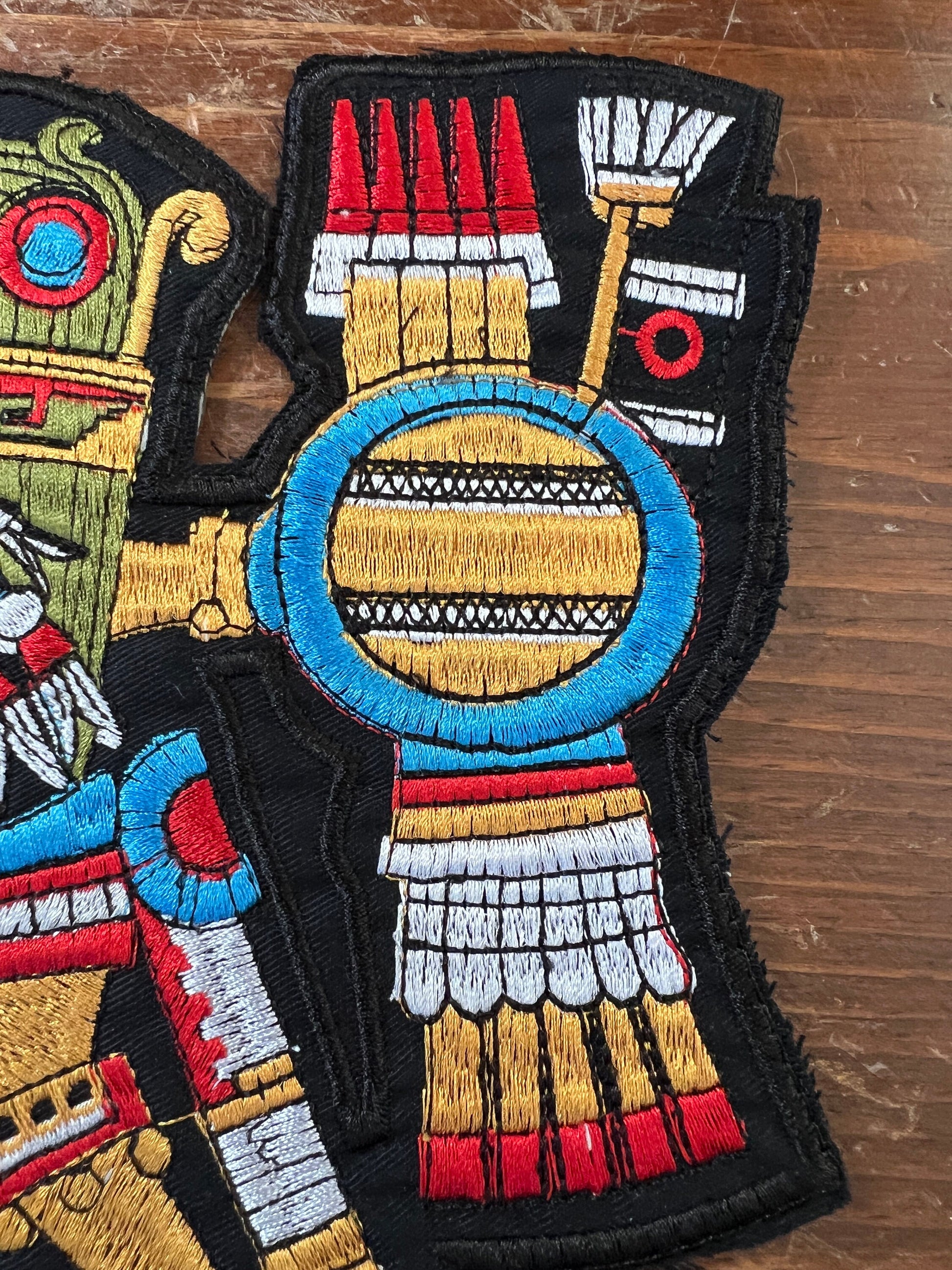 Black Tezcatlipoca Patch, 10"x8", Aztec God, Mexica, Iron-On Patches or Sew On (#4)