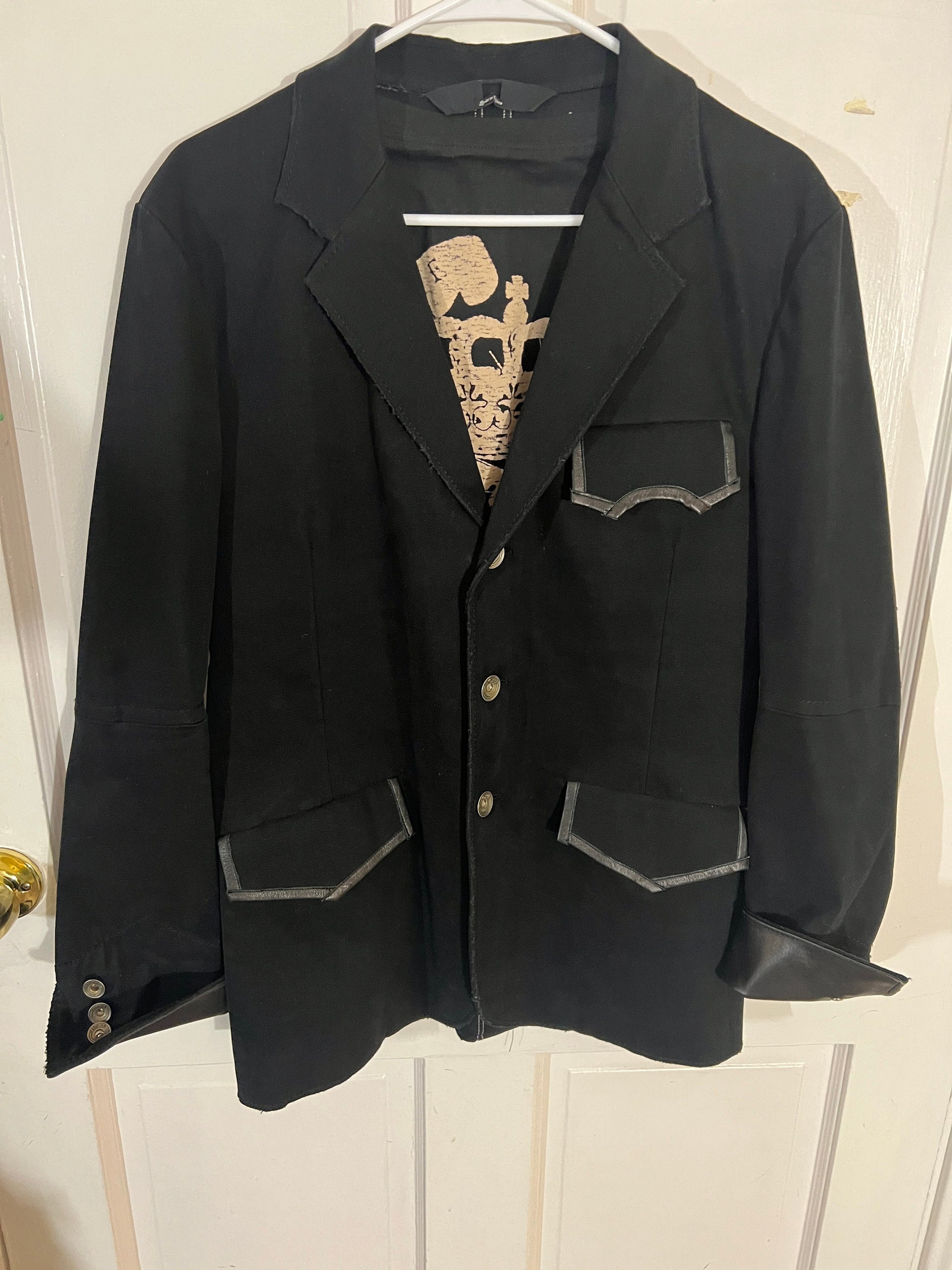 Handmade Rock-A-Billy Stylish Coats,, Black, Mens, Size 38" (Small), Vintage, English Country Gentleman Dress to Kill, Stylish, Gothic,(#6)
