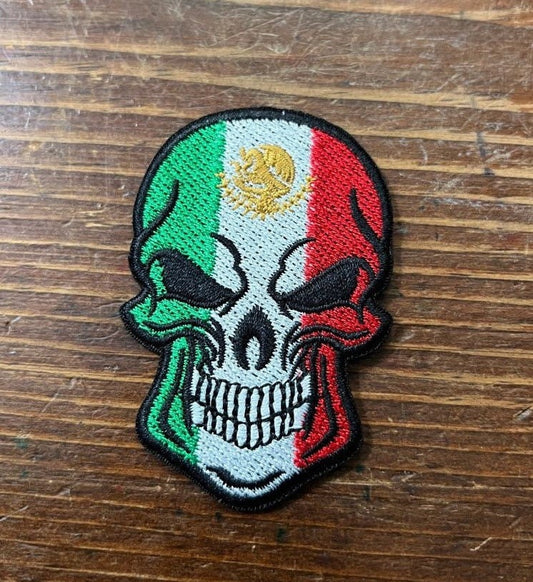 Mexican Flag Skull Patch, Mexico, Iron-On patches, 3" from Mexico (d1)