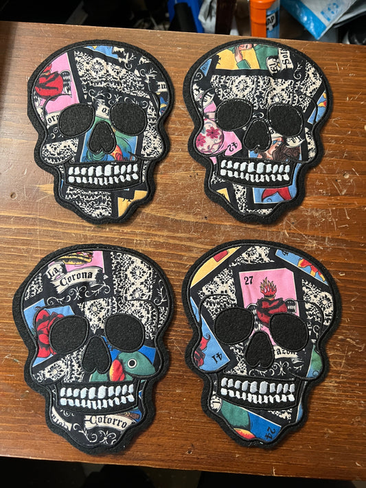 Medium Size (6") Loteria, lottery, Day of the Dead, dia de muertos, sugar skull fabric patches, patch, iron or sew on