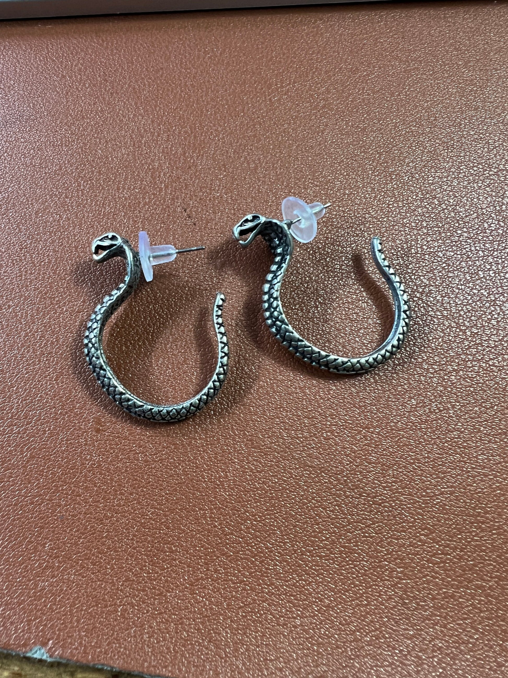 Pair of King Cobra Snake Stud Post Earrings (#6)