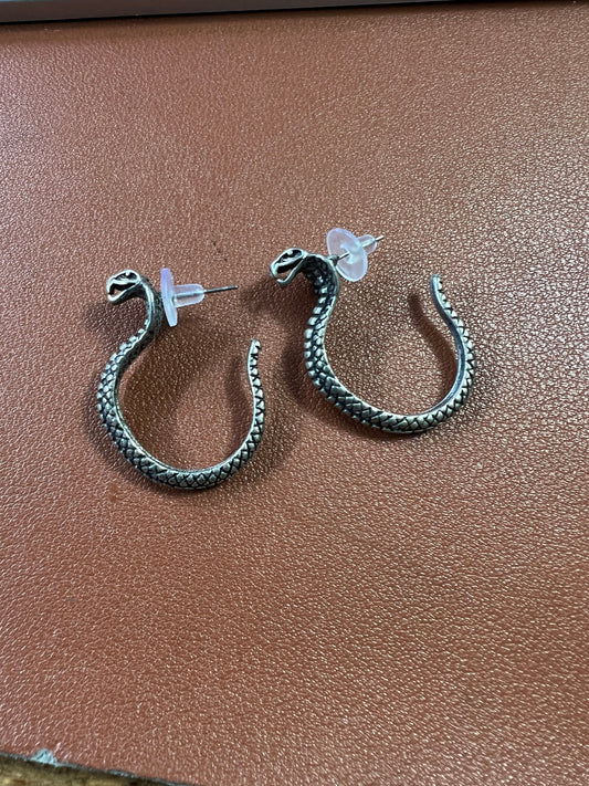 Pair of King Cobra Snake Stud Post Earrings (#6)