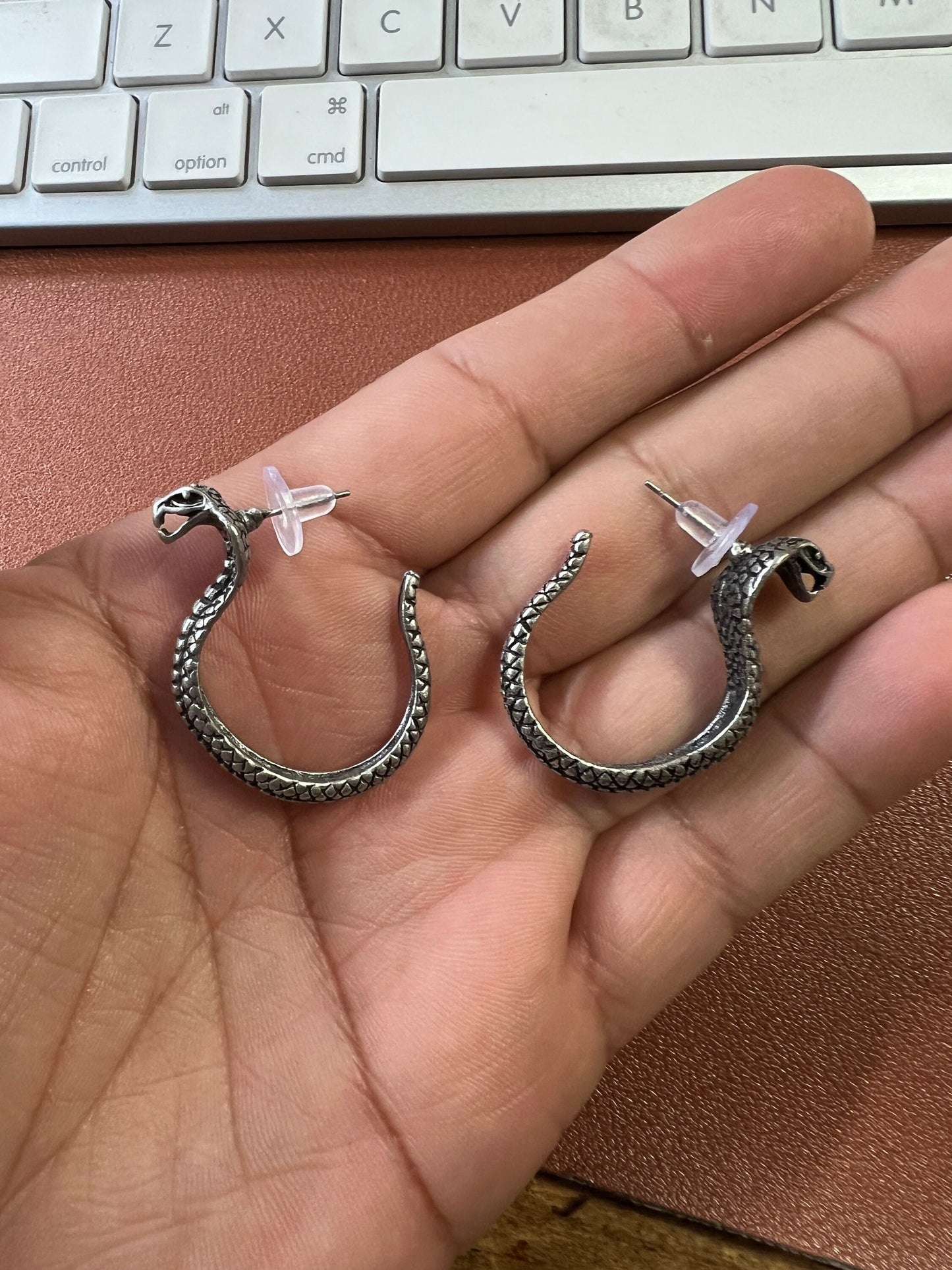 Pair of King Cobra Snake Stud Post Earrings (#6)
